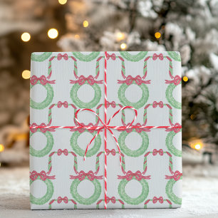 Wasserfarbene rote Punkte-Bogen-Weihnachtskränze Geschenkpapier