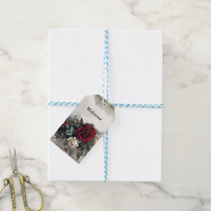 Wasserfarbene Rote Rosen Vintag Goth Wedding Geschenkanhänger