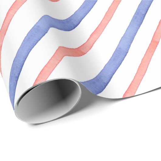 Wasserfarbene rote und blaue Trennstreifen Geschenkpapier (Rolleneckpunkt)