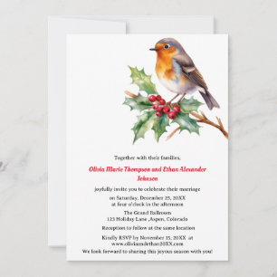 Wasserfarbene Rotkehlchen-Weihnachts-Hochzeitseinl Einladung