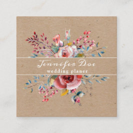 Wasserfarbene rustikale Blume kraft Business Card Quadratische Visitenkarte