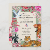 Wasserfarbene rustikale Wildtiere Blütenbaby-Dusch Einladung (Vorne/Hinten)