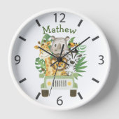 Wasserfarbene Safari Wilde Tiere im Auto Uhr (Vorderseite)