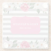 Wasserfarbene, sanfte, rosa, weiße Rosen, Blumenze Glasuntersetzer (Rückseite)