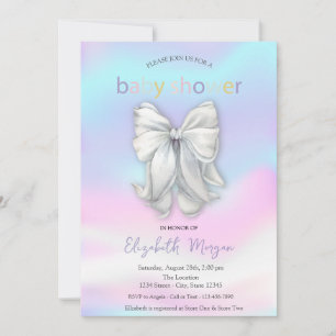 Wasserfarbene Schleife Holografische Babyparty Einladung