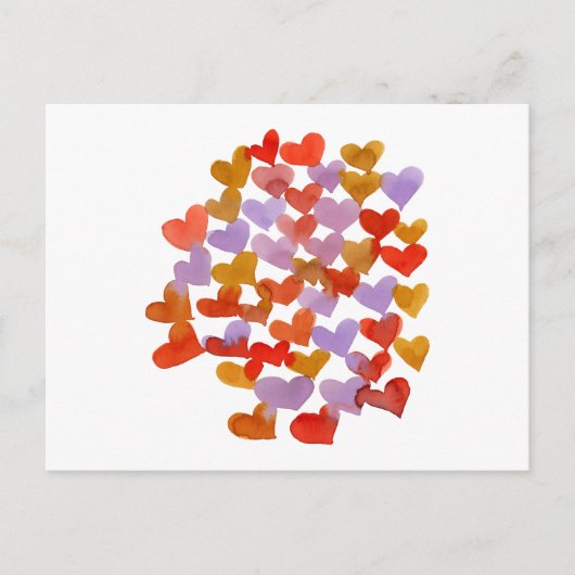 Wasserfarbene Schmelzherzen - Retro Postkarte (Vorderseite)