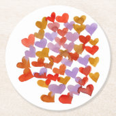 Wasserfarbene Schmelzherzen - Retro Runder Pappuntersetzer (Vorderseite)