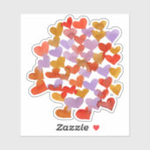 Wasserfarbene Schmelzherzen - Retropalette Aufkleber (Blatt)