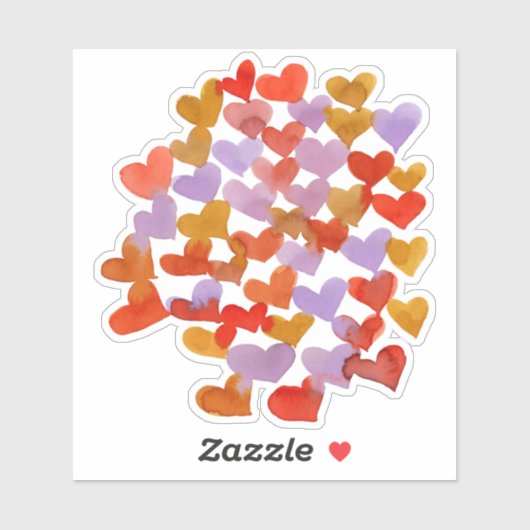 Wasserfarbene Schmelzherzen - Retropalette Aufkleber (Blatt)