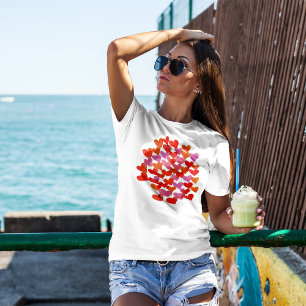 Wasserfarbene Schmelzherzen - rosa und orange T-Shirt