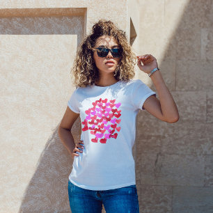 Wasserfarbene Schmelzherzen - Viva magenta und pur T-Shirt