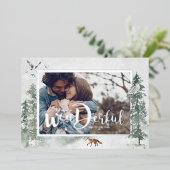 Wasserfarbene Schnee Winterpine Foto Urlaub Folieneinladung (Stehend vorne)