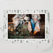 Wasserfarbene Schnee Winterpine Foto Urlaub Folieneinladung (Rückseite)