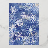 Wasserfarbene Schneeflocken Folien Feiertagskarte (Rückseite)