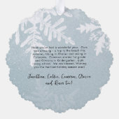 Wasserfarbene Schneeflocken Frohes Foto Ornament Karte (Rückseite)