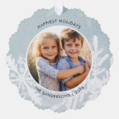 Wasserfarbene Schneeflocken Frohes Foto Ornament Karte (Vorderseite)