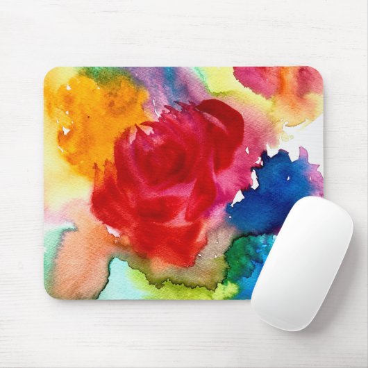 Wasserfarbene schöne abstrakte Rose Kunst Mousepad (Mit Mouse)
