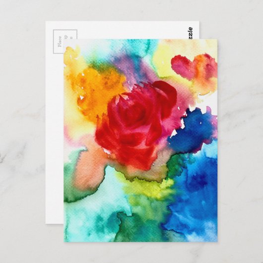 Wasserfarbene schöne abstrakte Rose Kunst Postkarte (Vorne/Hinten)