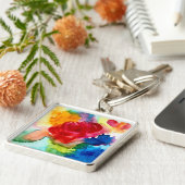 Wasserfarbene schöne abstrakte Rose Kunst Schlüsselanhänger (Seite)