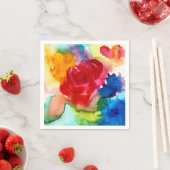 Wasserfarbene schöne abstrakte Rose Kunst Serviette (Beispiel)