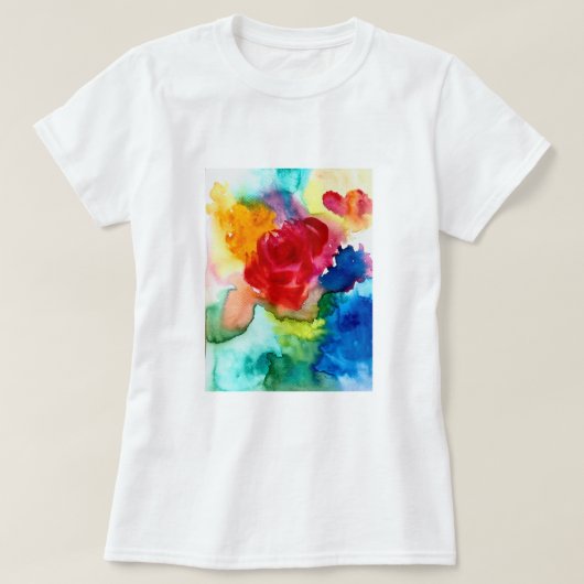 Wasserfarbene schöne abstrakte Rose Kunst T-Shirt (Design vorne)