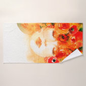 Wasserfarbene schöne Frau mit Kranz Badehandtuch (Badehandtuch)