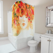 Wasserfarbene schöne Frau mit Kranz Duschvorhang (Beispiel)