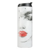 Wasserfarbene Schönheit: Porträtmalerei bei Frauen Thermosbecher (Nach links gedreht)