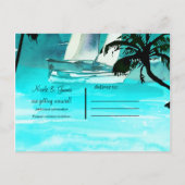 Wasserfarbene Segelbootbaumen und -beleuchtung Sav Ankündigungspostkarte (Rückseite)