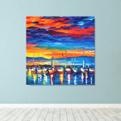 Wasserfarbene Segelboote bei Sonnenuntergang Leinwanddruck (Insitu (Holzboden))