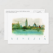 Wasserfarbene Skizze Postkarte von Venedig ITALIEN (Vorne/Hinten)