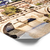 Wasserfarbene Skyline von ROM Reise-Hochzeit Willk Poster (Ecke)