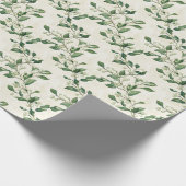 Wasserfarbene Snowberries mit grünen Blätter Geschenkpapier (Ecke)