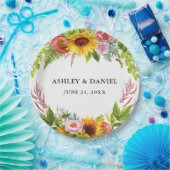 Wasserfarbene Sonnenblume Boho Blumenzwiebeln Pappteller (Party)