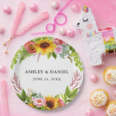 Wasserfarbene Sonnenblume Boho Blumenzwiebeln Pappteller (Party)