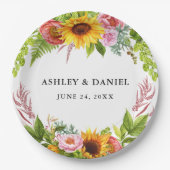 Wasserfarbene Sonnenblume Boho Blumenzwiebeln Pappteller (Vorderseite)