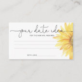 Wasserfarbene Sonnenblume Datum Nacht Ideen. Datum Begleitkarte (Vorderseite)