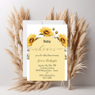 Wasserfarbene Sonnenblume Elegante Babydusche Einladung