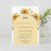 Wasserfarbene Sonnenblume Elegante Babydusche Einladung (Stehend Vorderseite)