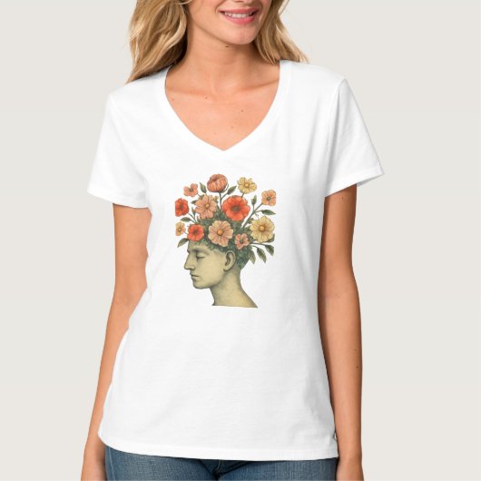 Wasserfarbene Sonnenblume mit Sonnenschein Zitat T-Shirt (Vorderseite)