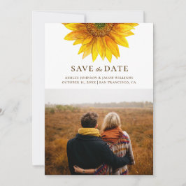 Wasserfarbene Sonnenblume. Rustikal floral botanis Save The Date