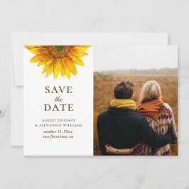Wasserfarbene Sonnenblume. Rustikal floral botanis Save The Date