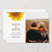 Wasserfarbene Sonnenblume. Rustikal floral botanis Save The Date (Vorne/Hinten)