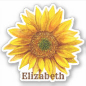 Wasserfarbene Sonnenblume. Rustikale Blume. Land Aufkleber (Vorderseite)