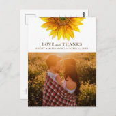 Wasserfarbene Sonnenblume. Rustikale Hochzeit dank Postkarte (Vorne/Hinten)