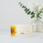 Wasserfarbene Sonnenblume. Rustikale Hochzeit. Lan Platzkarte (Stehend Vorderseite)