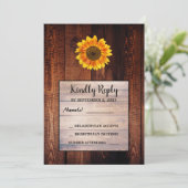 Wasserfarbene Sonnenblume rustikale Landhochzeit U Einladung (Stehend Vorderseite)