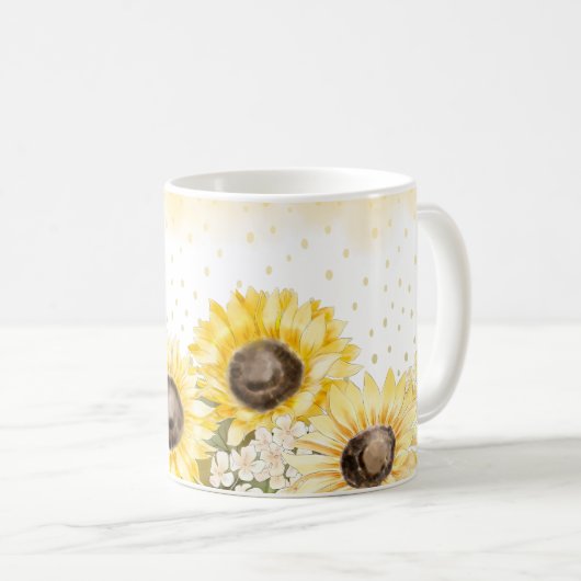 Wasserfarbene Sonnenblume Tasse (VorderseiteRechts)