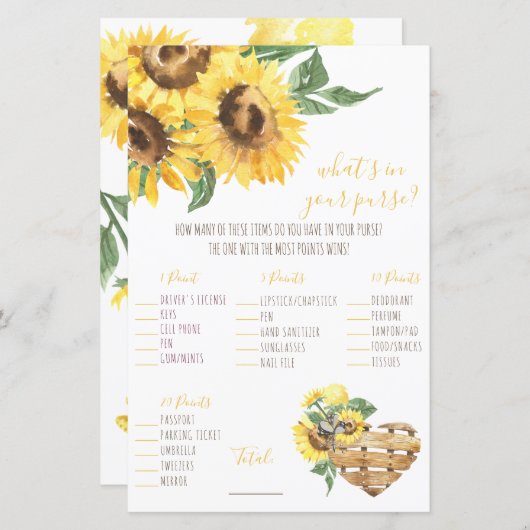 Wasserfarbene Sonnenblume Was ist in deiner Handta (Vorne/Hinten)