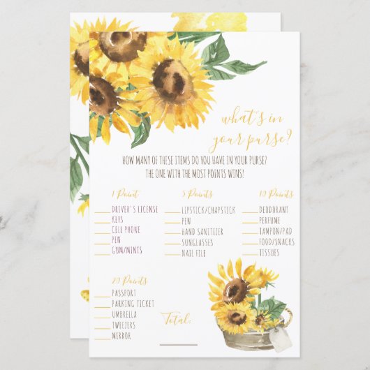 Wasserfarbene Sonnenblume Was ist in deiner Handta (Vorne/Hinten)